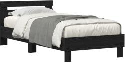 vidaXL LED világítással ellátott ágykeret Fekete Tölgy 100x200 cm Mérnöki Fa (863639) (863639)