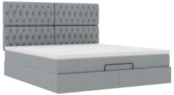vidaXL Ottomán ágykeret matraccal világosszürke 160x200cm szövet (3313251) (3313251)
