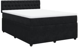 vidaXL fekete bársony rugós ágy matraccal 140 x 190 cm (3287742) (3287742)