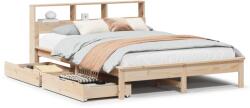 vidaXL tömör fenyőfa könyvespolcos ágy matrac nélkül 140 x 190 cm (3309821) (3309821)