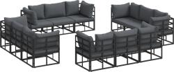 vidaXL Kerti Kanapé Szett 12 pcs Fekete 213 x 71.5 x 71 cm Alumínium (3378844) (3378844)