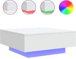 vidaXL fehér dohányzóasztal LED-lámpákkal 80 x 80 x 31 cm (836588) (836588)