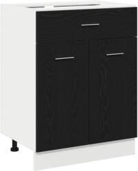 vidaXL Fekete Tölgy Fiók Alj Szekrény - 60x46x81.5 cm Gépelt Fából (863267) (863267)