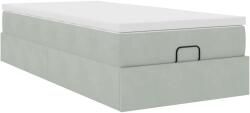 vidaXL Ottomán ágykeret matraccal Világosszürke 100x200cm bársony (3311165) (3311165)