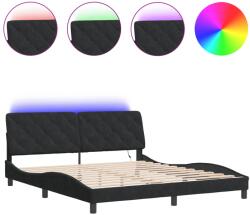 vidaXL fekete bársony ágykeret LED-világítással 180 x 200 cm (3213869) (3213869)