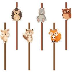 Party Pal Szívószálak erdei állatoknak 6 db 19, 5 cm - Party Pal (149829)