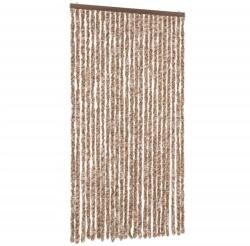 vidaXL bézs és sötétbarna zsenília rovarfüggöny 100x220 cm (377323) (377323)