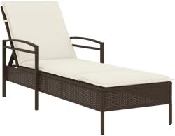 vidaXL barna polyrattan napozóágy párnával 63x200x81 cm (368300) (368300)