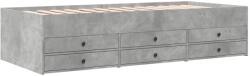 vidaXL betonszürke szerelt fa kanapéágy fiókokkal 90 x 200 cm (3280877) (3280877)