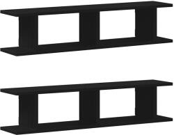 vidaXL 2 db fekete tölgy szerelt fa fali polcok 90x18x20 cm (862061) (862061)