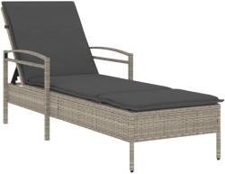 vidaXL világosszürke polyrattan napozóágy párnával 63x200x81 cm (368304) (368304)