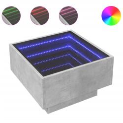 vidaXL betonszürke szerelt fa dohányzóasztal LED-del 50 x 50 x 30 cm (847507) (847507)