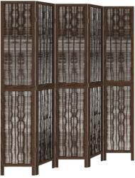vidaXL 5 paneles sötétbarna tömör császárfa térelválasztó (358663) (358663)