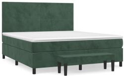 vidaXL sötétzöld bársony rugós ágy matraccal 180x200 cm (3137740) (3137740)