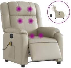 vidaXL krémszínű műbőr elektromos dönthető masszázsfotel (3205144) (3205144)