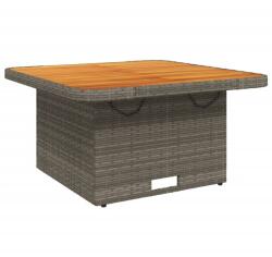 vidaXL szürke polyrattan és akácfa kerti asztal 80 x 80 x 71 cm (368270) (368270)