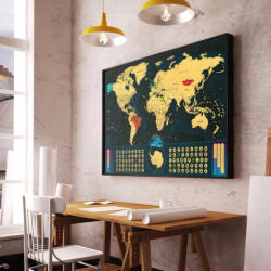  Kaparós világtérkép - kaparós térkép classic Deluxe XXL - gold, angol nyelvű 117x78 cm