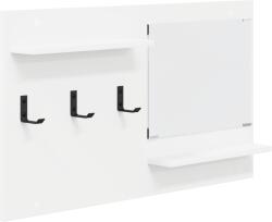 vidaXL Fali Kabáthorog polcokkal tárolóval tükörrel Fehér 90 x 10 x 50 cm Faanyag (874515) (874515)