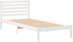 vidaXL Ágykeret fejtámlával Fehér 100 x 220 cm Tömör fenyőfa (872330) (872330)