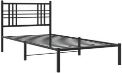 vidaXL fekete fém ágykeret fejtámlával 90 x 190 cm (376316) (376316)