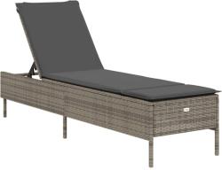 vidaXL szürke polyrattan napozóágy párnával (4002721) (4002721)