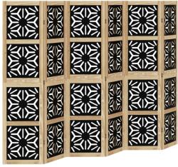 vidaXL 6 paneles barna és fekete tömör császárfa térelválasztó (358809) (358809)