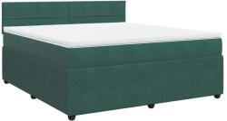 vidaXL sötétzöld bársony rugós ágy matraccal 180x200 cm (3287809) (3287809)