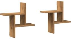 vidaXL 2 db kézműves tölgy színű szerelt fa fali polc 38 x 12 x 38 cm (853253) (853253)