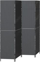 vidaXL szobai elválasztó 4 paneles hajtható fekete 195x180 cm poli rattan (42003672) (42003672)