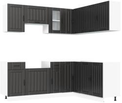 vidaXL 11 darabos konyhaszekrény szett Kalmar fekete színű műfa (3314942) (3314942)