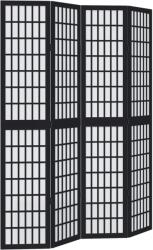 vidaXL 4 paneles fekete tömör császárfa térelválasztó (358771) (358771)