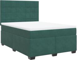 vidaXL sötétzöld bársony rugós ágy matraccal 140x200 cm (3290933) (3290933)