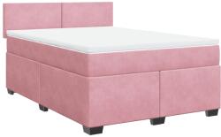 vidaXL rózsaszín bársony rugós ágy matraccal 140x190 cm (3286305) (3286305)