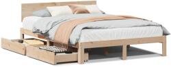vidaXL tömör fenyőfa ágykeret fiókokkal 120 x 200 cm (3301982) (3301982)