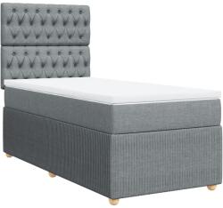 vidaXL világosszürke szövet rugós ágy matraccal 100 x 200 cm (3291974) (3291974)