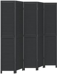 vidaXL 5 paneles fekete tömör császárfa térelválasztó (358855) (358855)