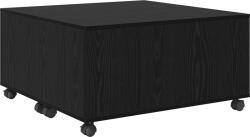 vidaXL Dohányzóasztal kerékkel tárolóval Musta tammi 75 x 75 x 38 cm Faanyag (875482) (875482)