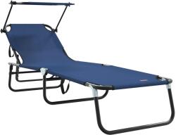 vidaXL Összecsukható Napozóágy napernyővel Kék 600D Oxford Szövet (42003128) (42003128)