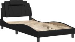 vidaXL fekete műbőr ágykeret fejtámlával 100x200 cm (3208075) (3208075)