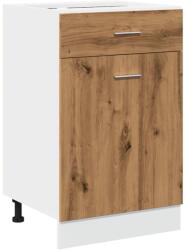 vidaXL kézműves tölgyszínű szerelt fa fiókos alsószekrény 50x46x81, 5cm (856087) (856087)