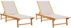 vidaXL 2 db szürke tömör akácfa és textilén napozóágy (3279249) (3279249)