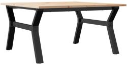vidaXL tömör fenyőfa és öntöttvas dohányzóasztal Y-vázzal 90x90x45 cm (3282709) (3282709)