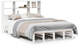 vidaXL fehér tömör fa könyvespolcos ágy matrac nélkül 160 x 200 cm (3323927) (3323927)