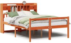 vidaXL barna tömör fenyőfa könyvespolcos ágy matrac nélkül 160 x 200cm (3322075) (3322075)