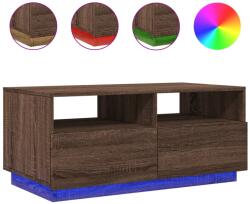 vidaXL barna tölgyszínű dohányzóasztal LED-lámpákkal 90x49x40 cm (839839) (839839)