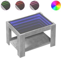 vidaXL betonszürke szerelt fa dohányzóasztal LED-del 73 x 53 x 45 cm (847549) (847549)