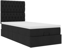 vidaXL Ottomán ágykeret matraccal fekete 90x190cm szövet (3313204) (3313204)