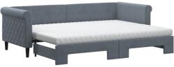 vidaXL sötétszürke kihúzható bársony heverő matraccal 80 x 200 cm (3197789) (3197789)