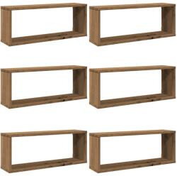 vidaXL 6 db kézműves tölgy színű szerelt fa fali kockapolc 60x15x23 cm (856591) (856591)