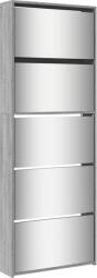 vidaXL 5 szintes szürke sonoma cipőszekrény tükörrel 63x17x169, 5 cm (3228284) (3228284)